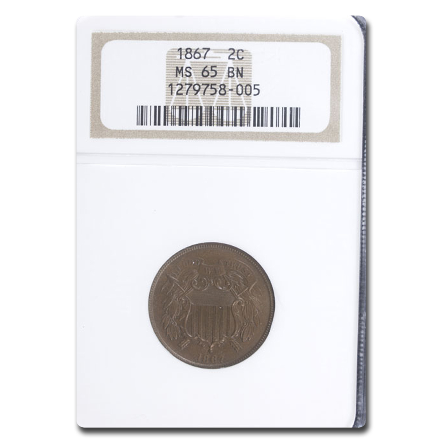 Buy 1867 Two Cent Piece MS-65 NGC (Brown)