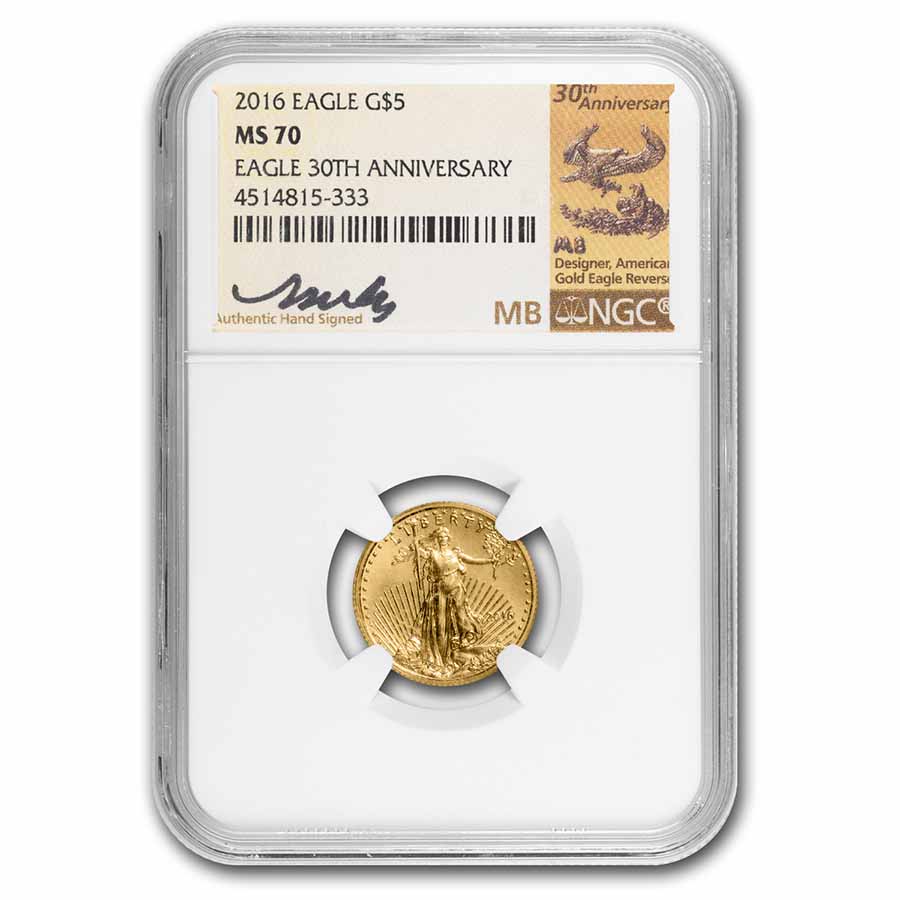 Buy 1/10 oz American Gold Eagle MS-70 NGC (Random Year/Signature)