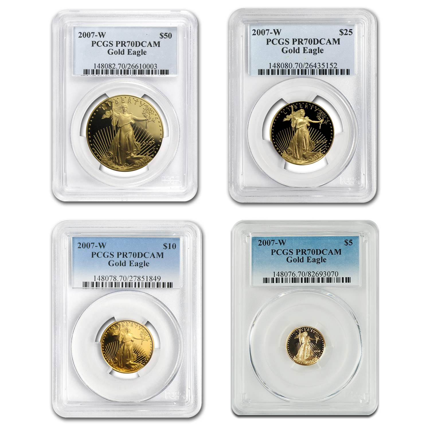 Buy 2007-W 4-Coin Proof American Gold Eagle Set PR-70 PCGS