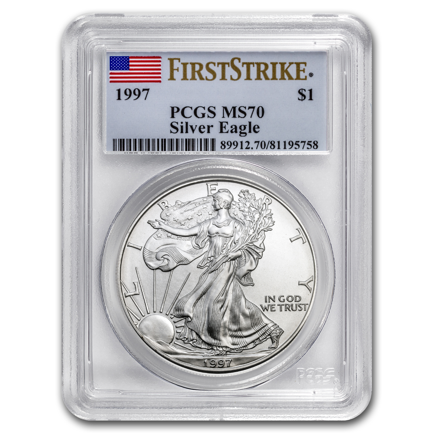Buy 1997 American Silver Eagle MS-70 PCGS (FirstStrike?) - Click Image to Close
