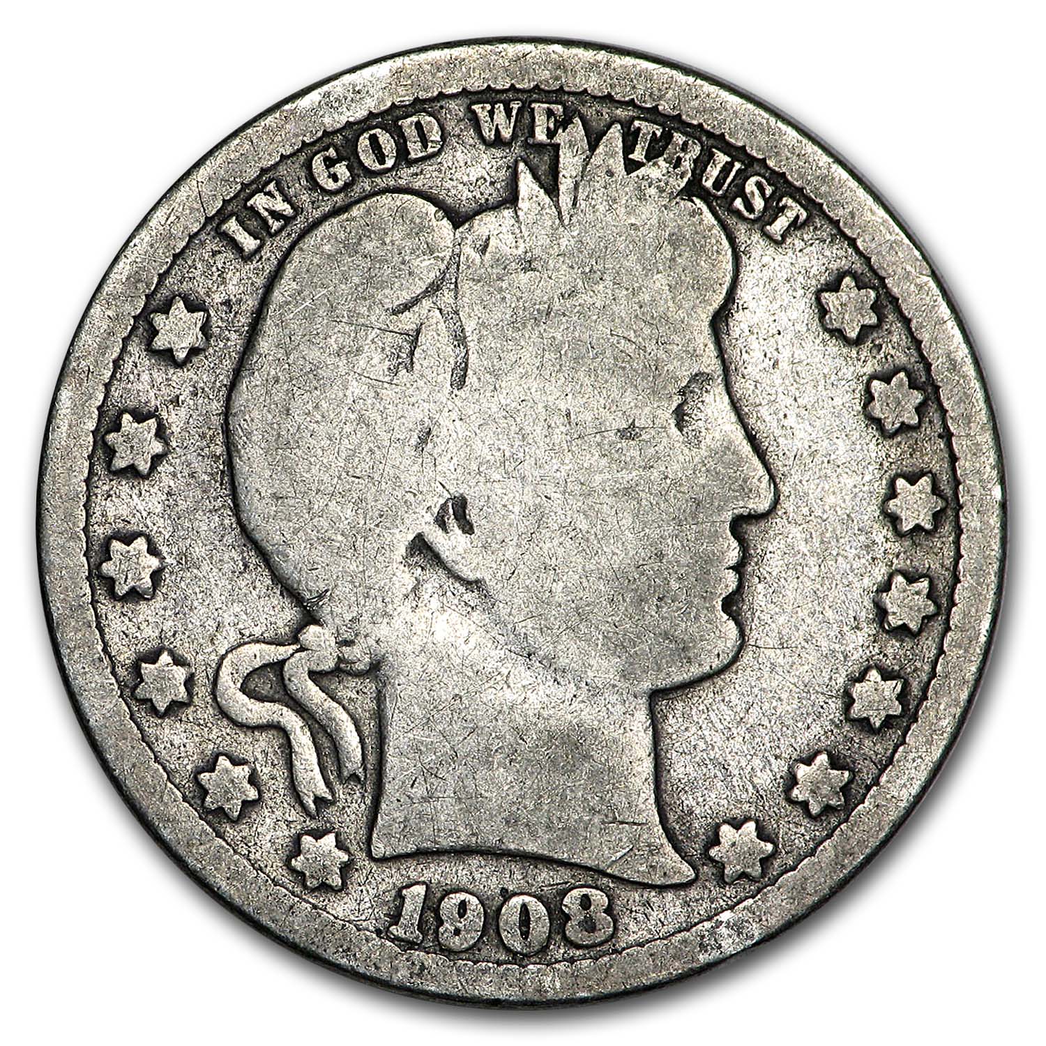 Buy 1908-D Barber Quarter Good/VG - Click Image to Close