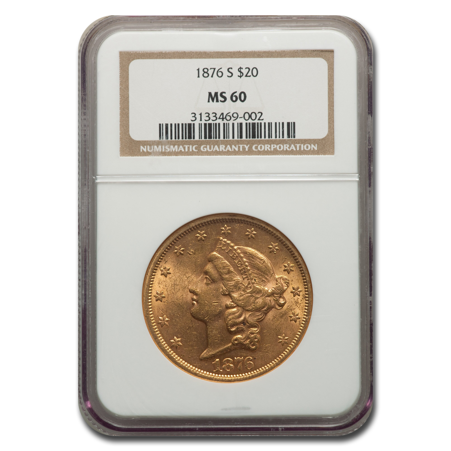 Buy 1876-S $20 Liberty Gold Double Eagle MS-60 NGC - Click Image to Close