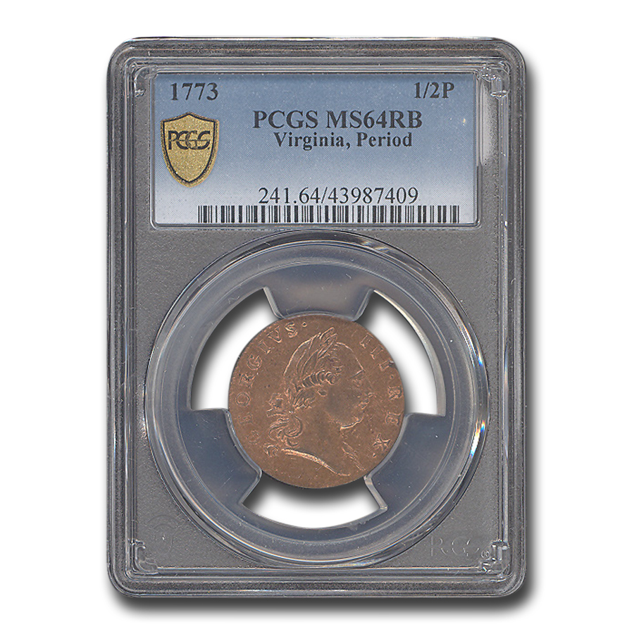 Buy 1773 Virginia Half Penny MS-64 PCGS (Red/Brown, Period) - Click Image to Close