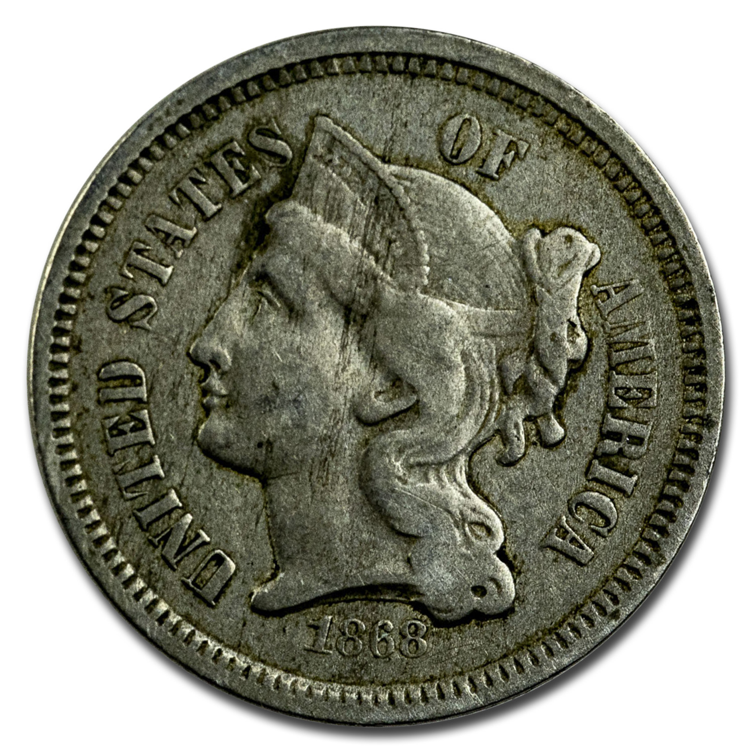 Buy 1868 3 Cent Nickel VF