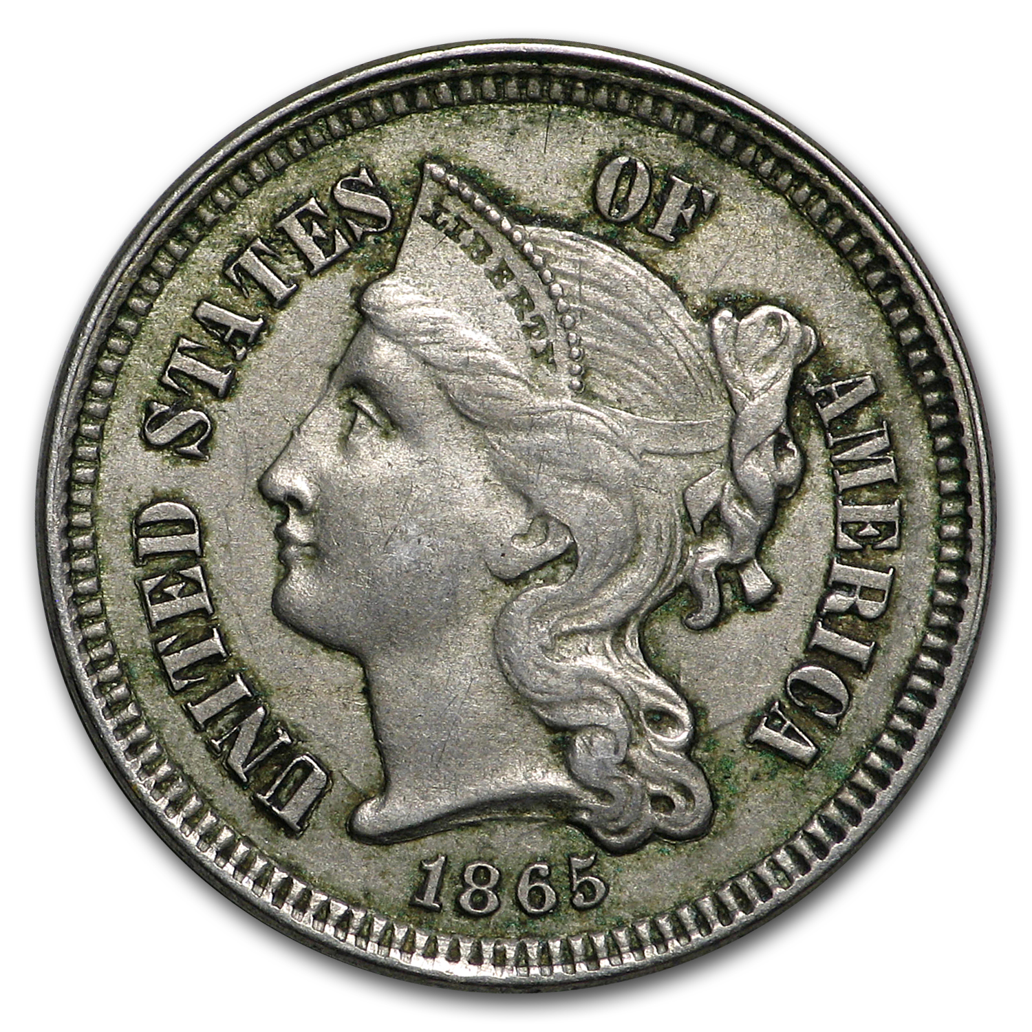 Buy 1865 3 Cent Nickel XF - Click Image to Close