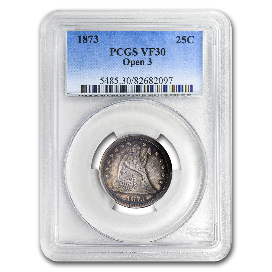 Buy 1873 Liberty Seated Quarter VF-30 PCGS (Open 3) - Click Image to Close