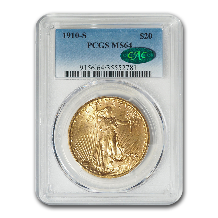 Buy 1910-S $20 Saint-Gaudens Gold Double Eagle MS-64 PCGS CAC - Click Image to Close
