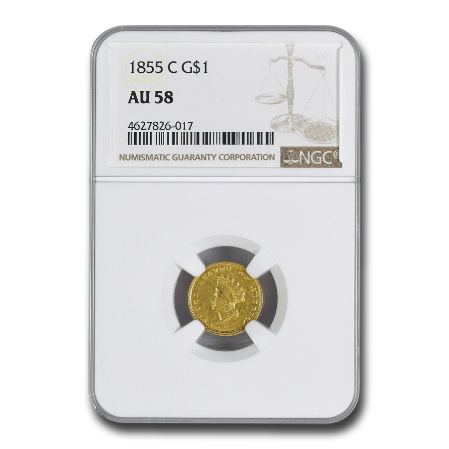 Buy 1855-C $1 Indian Head Gold Dollar AU-58 NGC