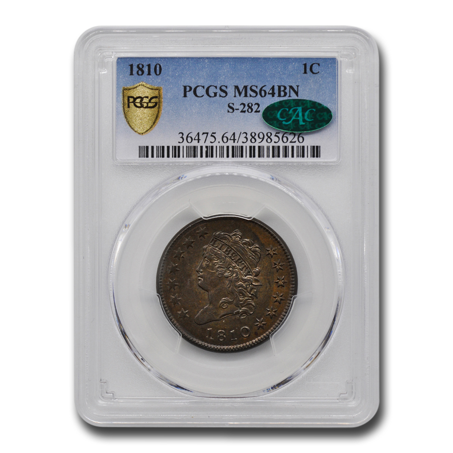 Buy 1810 Large Cent MS-64 PCGS CAC (Brown, S-282)