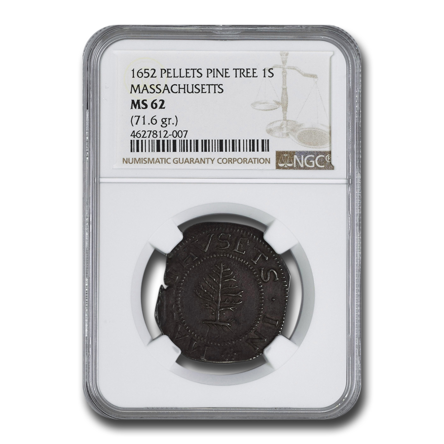 Buy 1652 Pine Tree Shilling MS-62 NGC (Large PIanchet) Pellets - Click Image to Close