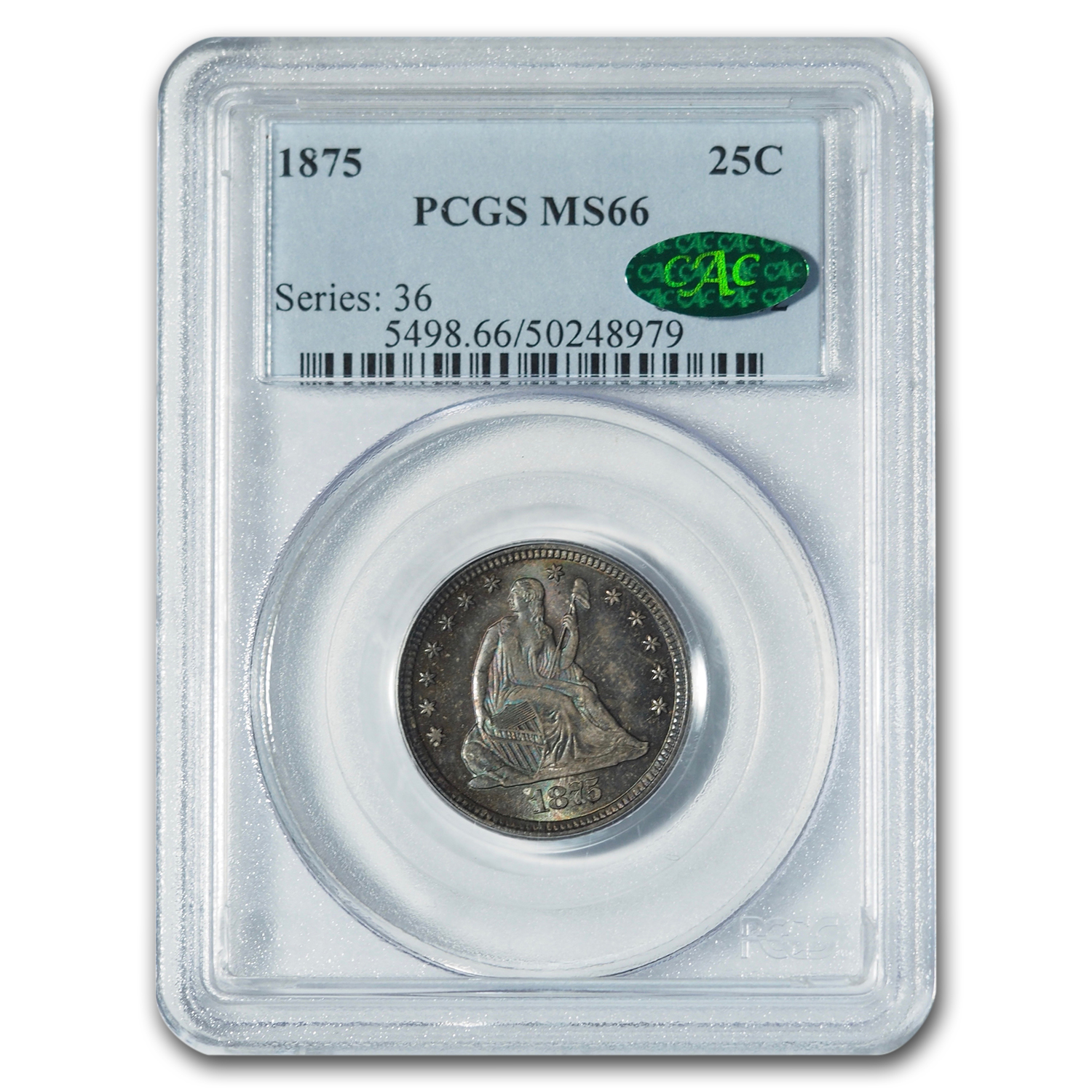 Buy 1875 Liberty Seated Quarter MS-66 PCGS CAC