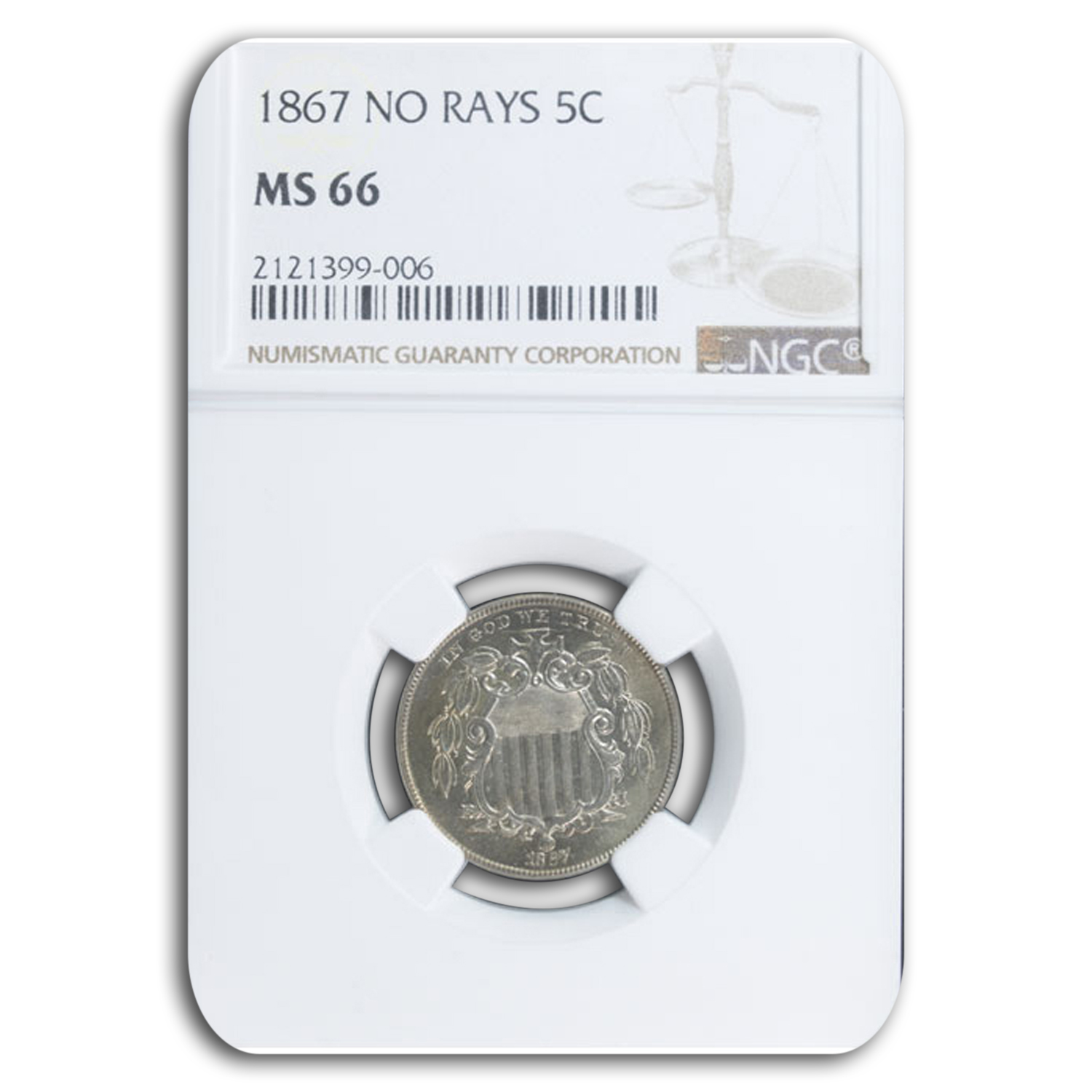 Buy 1867 Shield Nickel MS-66 NGC (No Rays) - Click Image to Close