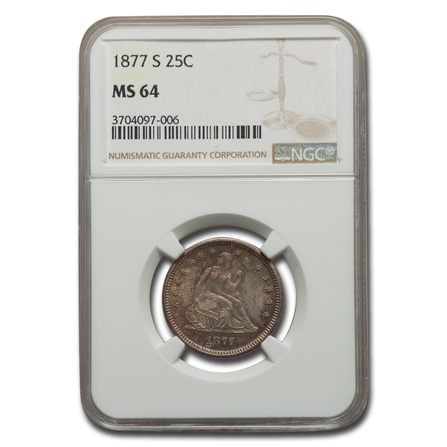Buy 1877-S Liberty Seated Quarter MS-64 NGC - Click Image to Close