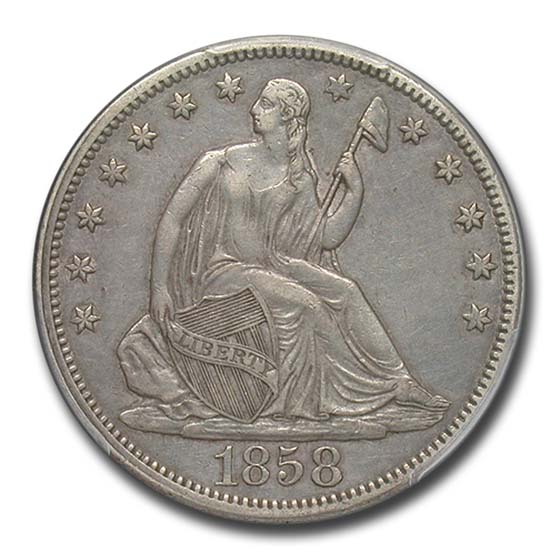 Buy 1858 Liberty Seated Half Dollar XF-45 PCGS - Click Image to Close