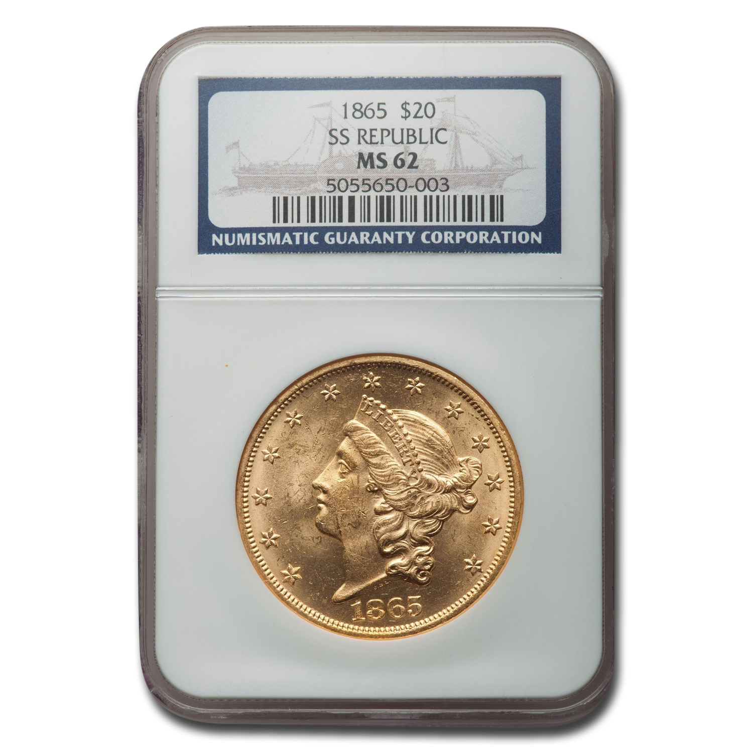 Buy 1865 $20 Liberty Gold Double Eagle MS-62 NGC (SS Republic)