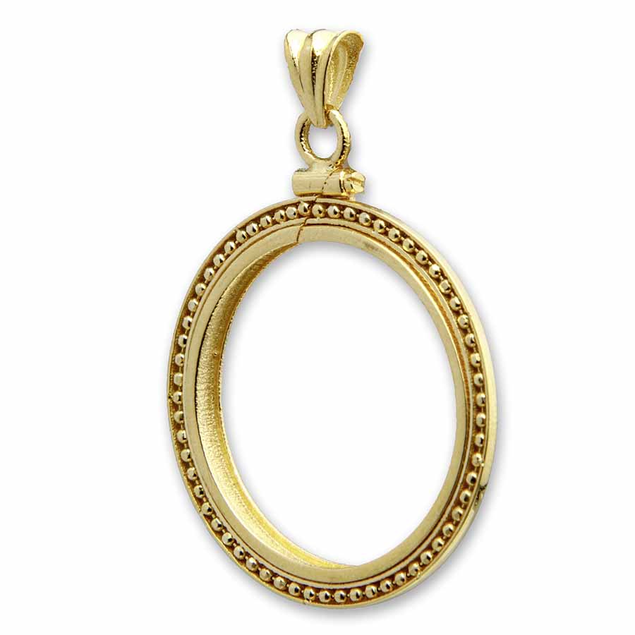 Buy 14K Gold Screw-Top Beaded Coin Bezel - 27 mm - Click Image to Close