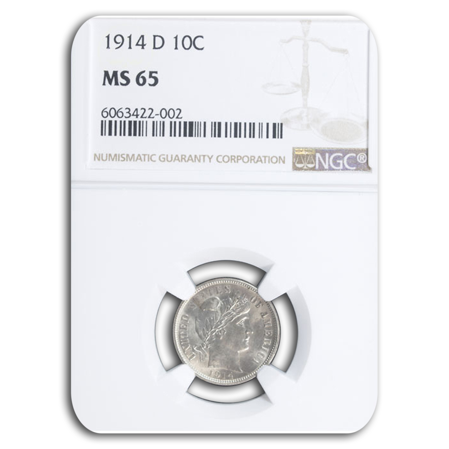 Buy 1914-D Barber Dime MS-65 NGC - Click Image to Close