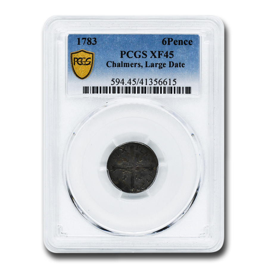 Buy 1783 Chalmers Six Pence Colonial XF-45 PCGS (Large Date) - Click Image to Close