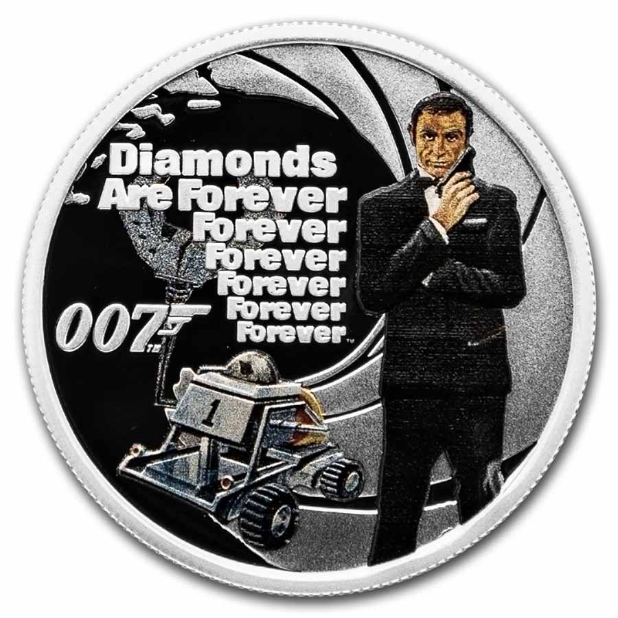 Buy 2021 Tuvalu 1/2 oz Silver 007 James Bond Diamonds are Forever - Click Image to Close
