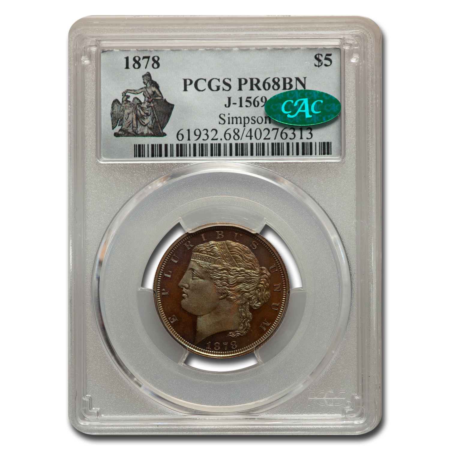 Buy 1878 $5 Pattern PR-68 PCGS CAC (Brown, J-1569)