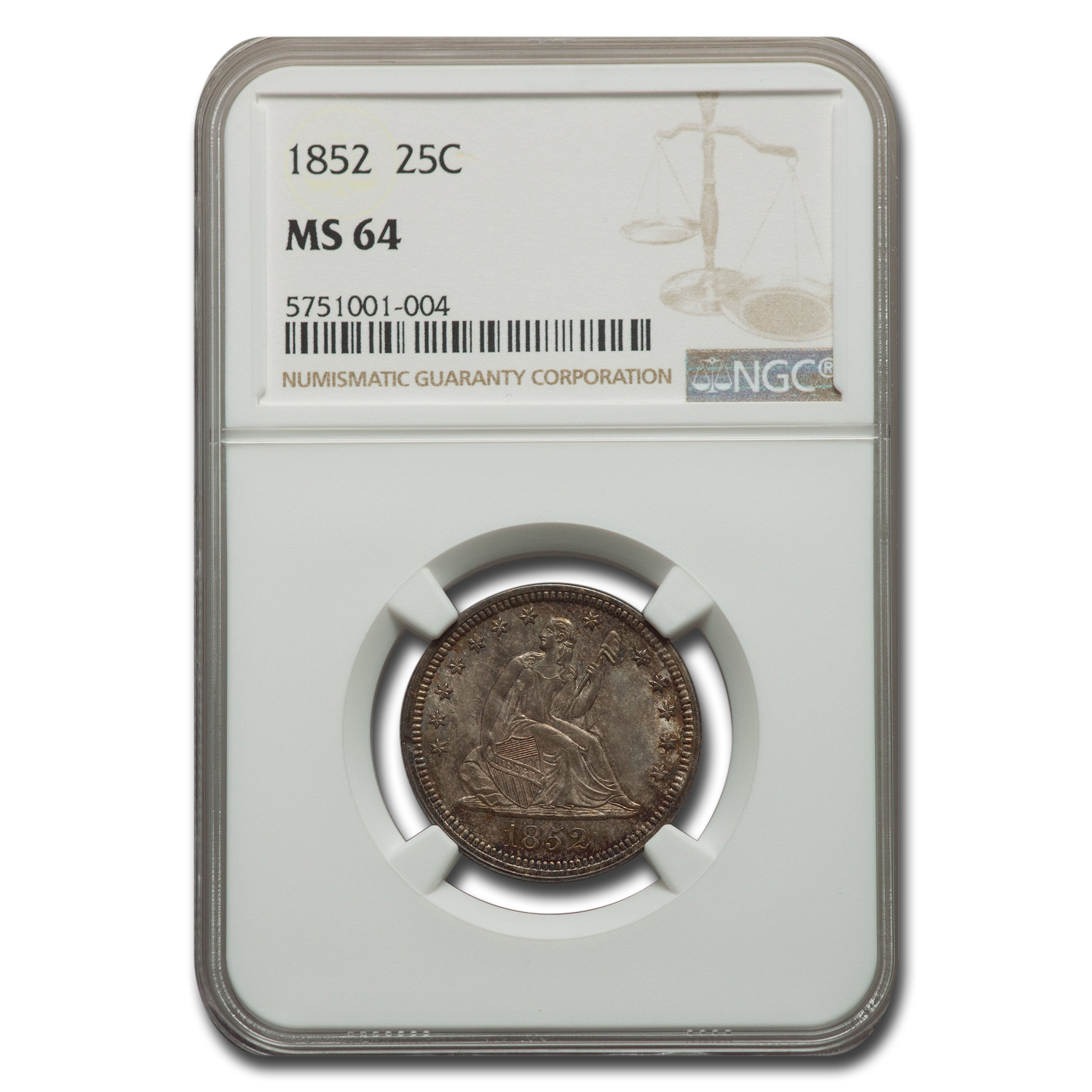 Buy 1852 Liberty Seated Quarter MS-64 NGC - Click Image to Close