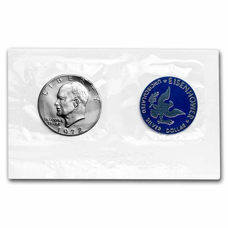 Buy 1972-S 40% Silver Eisenhower Dollar BU (Blue Mint Envelope) - Click Image to Close