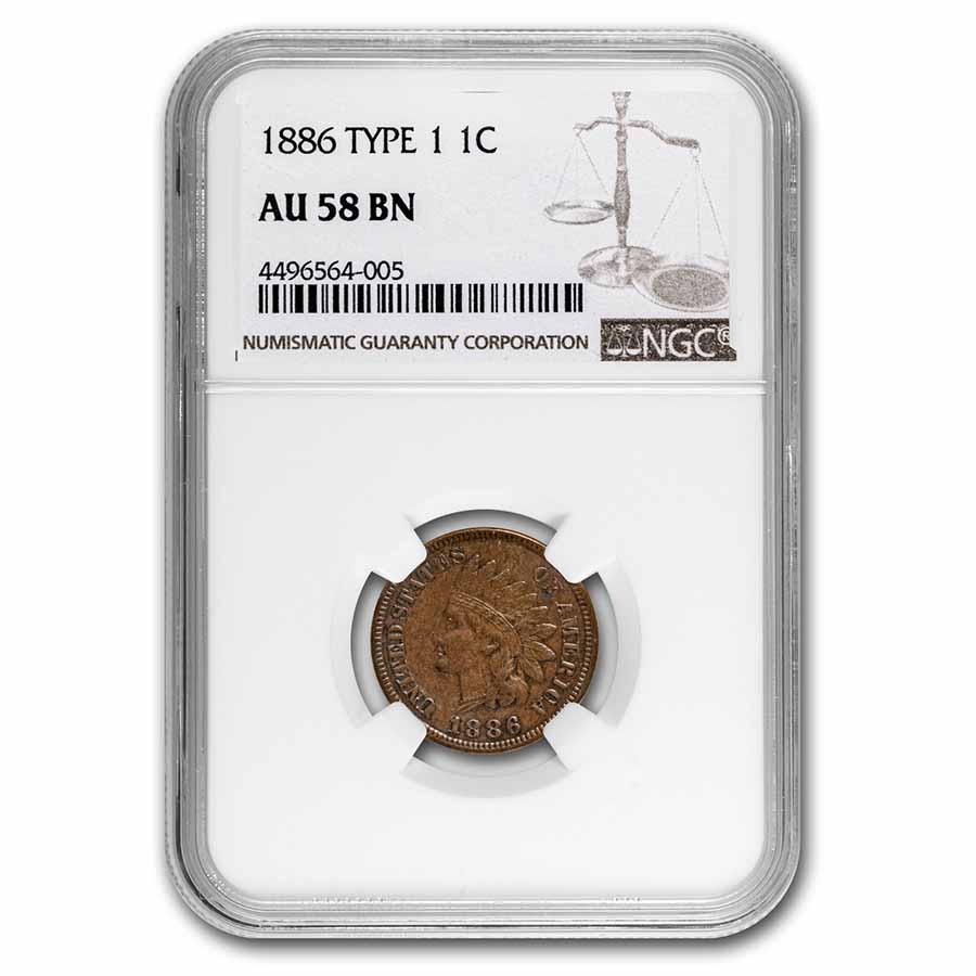 Buy 1886 Indian Head Cent Type-I AU-58 NGC (Brown) - Click Image to Close
