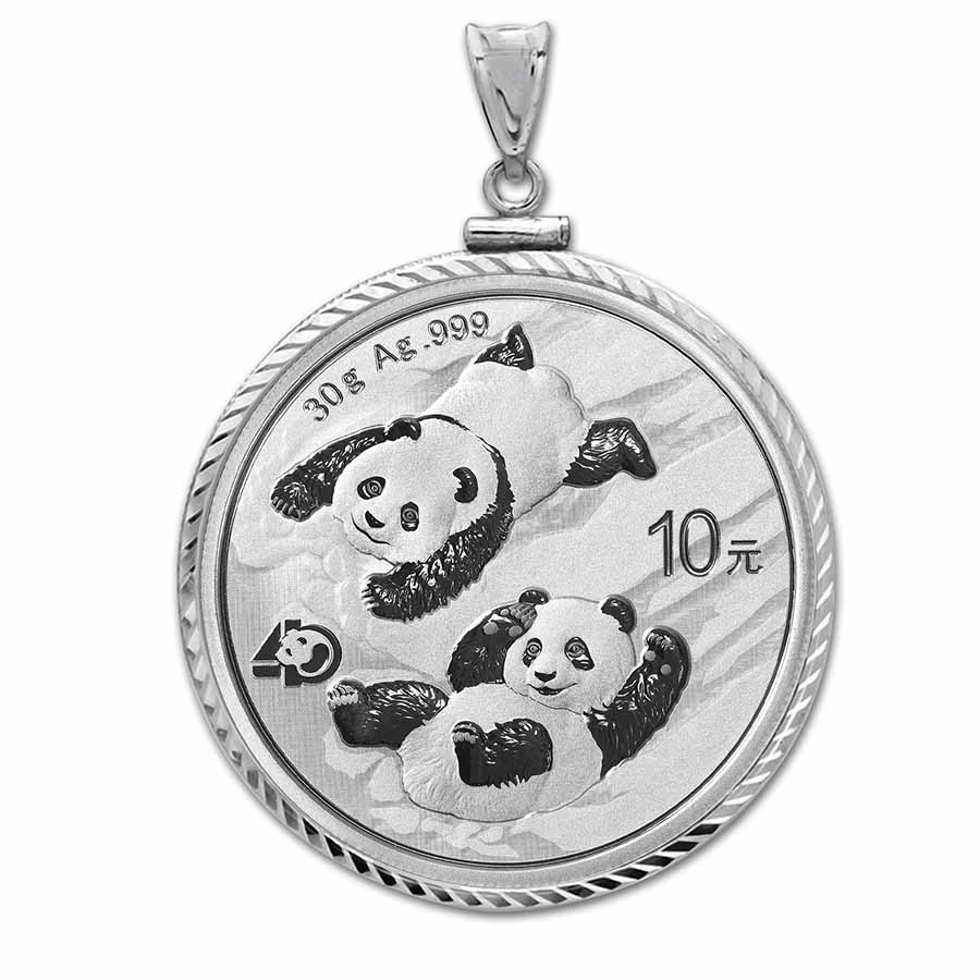 Buy 2022 30 gram Silver Panda Pendant (Diamond-ScrewTop Bezel) - Click Image to Close
