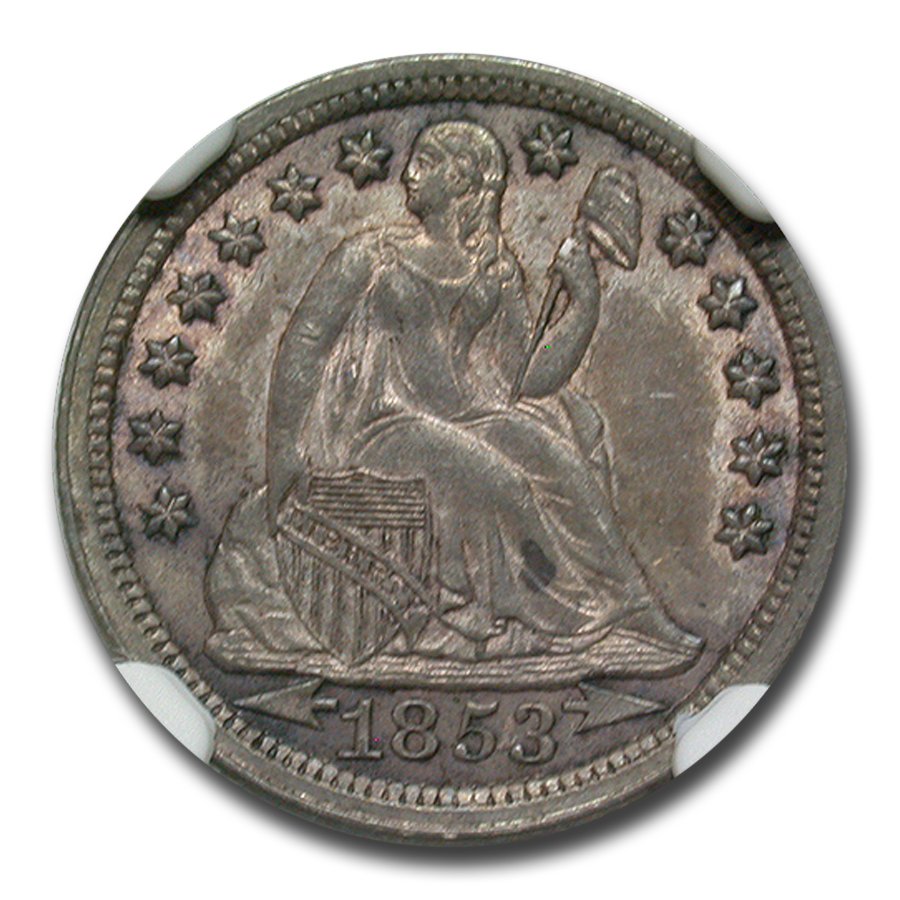 Buy 1853 Liberty Seated DimeAU-58 NGC (Arrows) - Click Image to Close