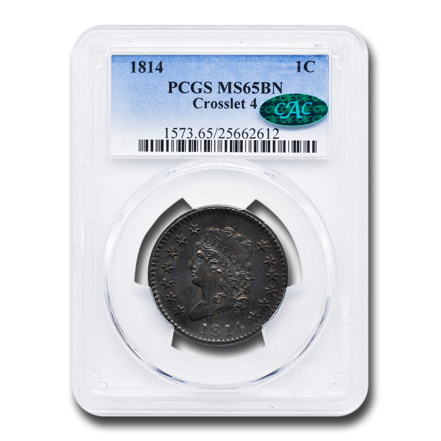 Buy 1814 Large Cent MS-65 PCGS CAC (Brown, Crosslet 4) - Click Image to Close