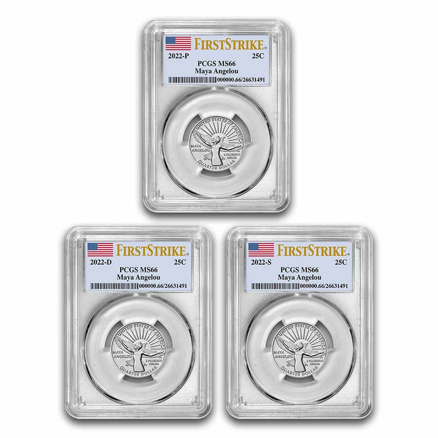Buy 2022-P/D/S Maya Angelou Women's MS-66 PCGS (FS) 3-Coin Set - Click Image to Close