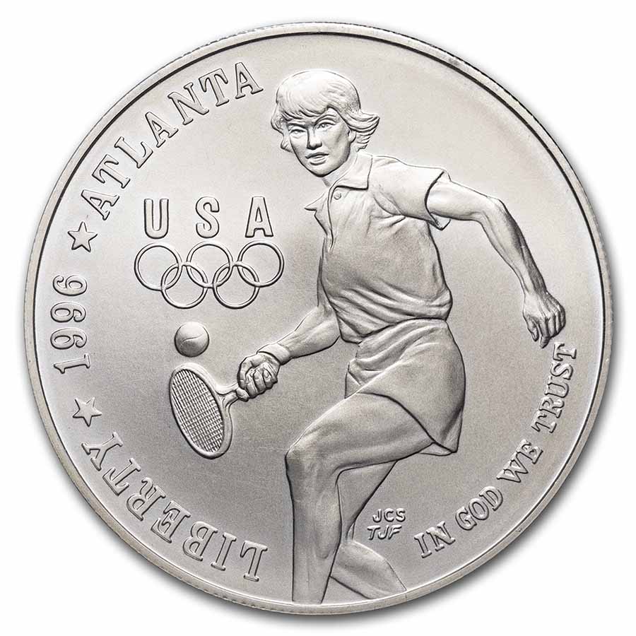 1996-D Olympic Tennis $1 Silver Commem BU (Olympic Holder) - Click Image to Close