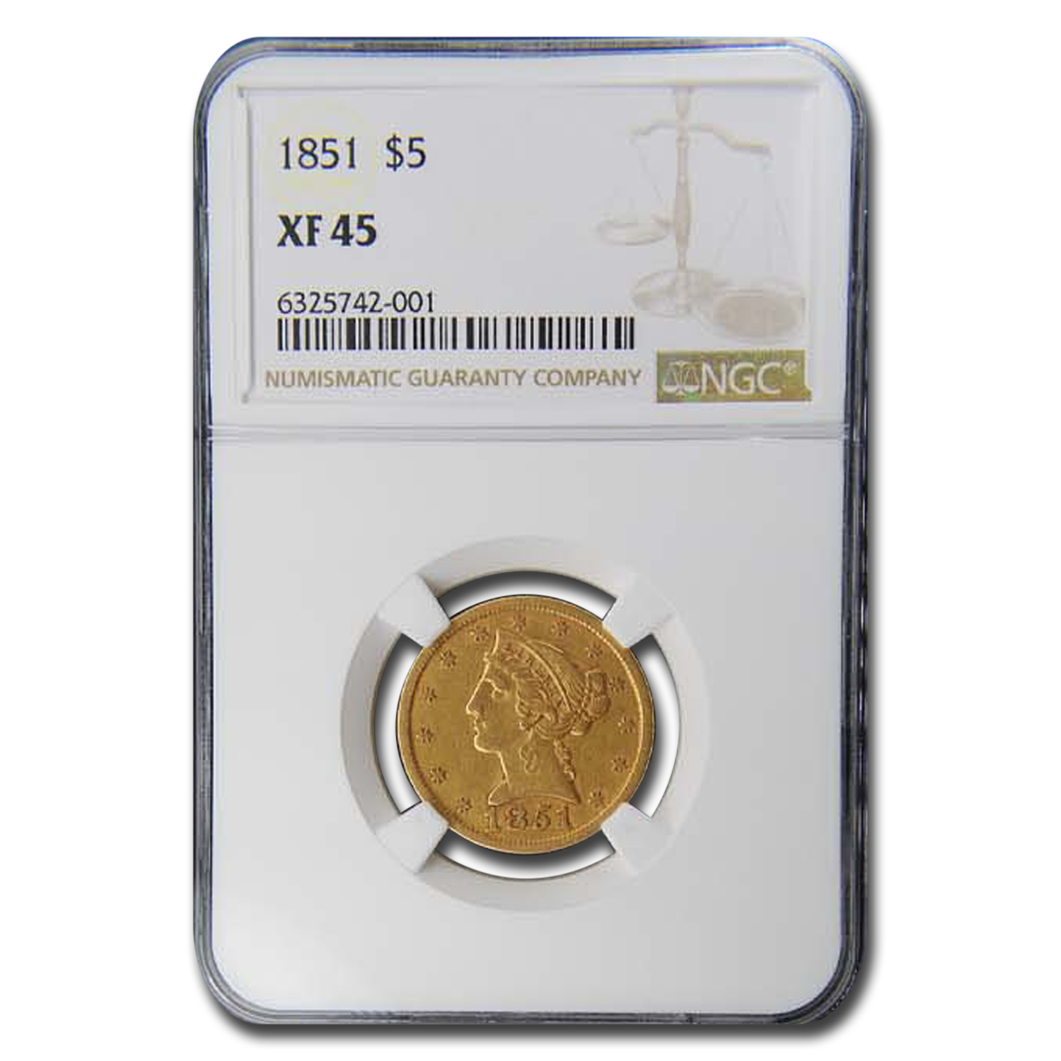 Buy 1851 $5 Liberty Gold Half Eagle XF-45 NGC - Click Image to Close