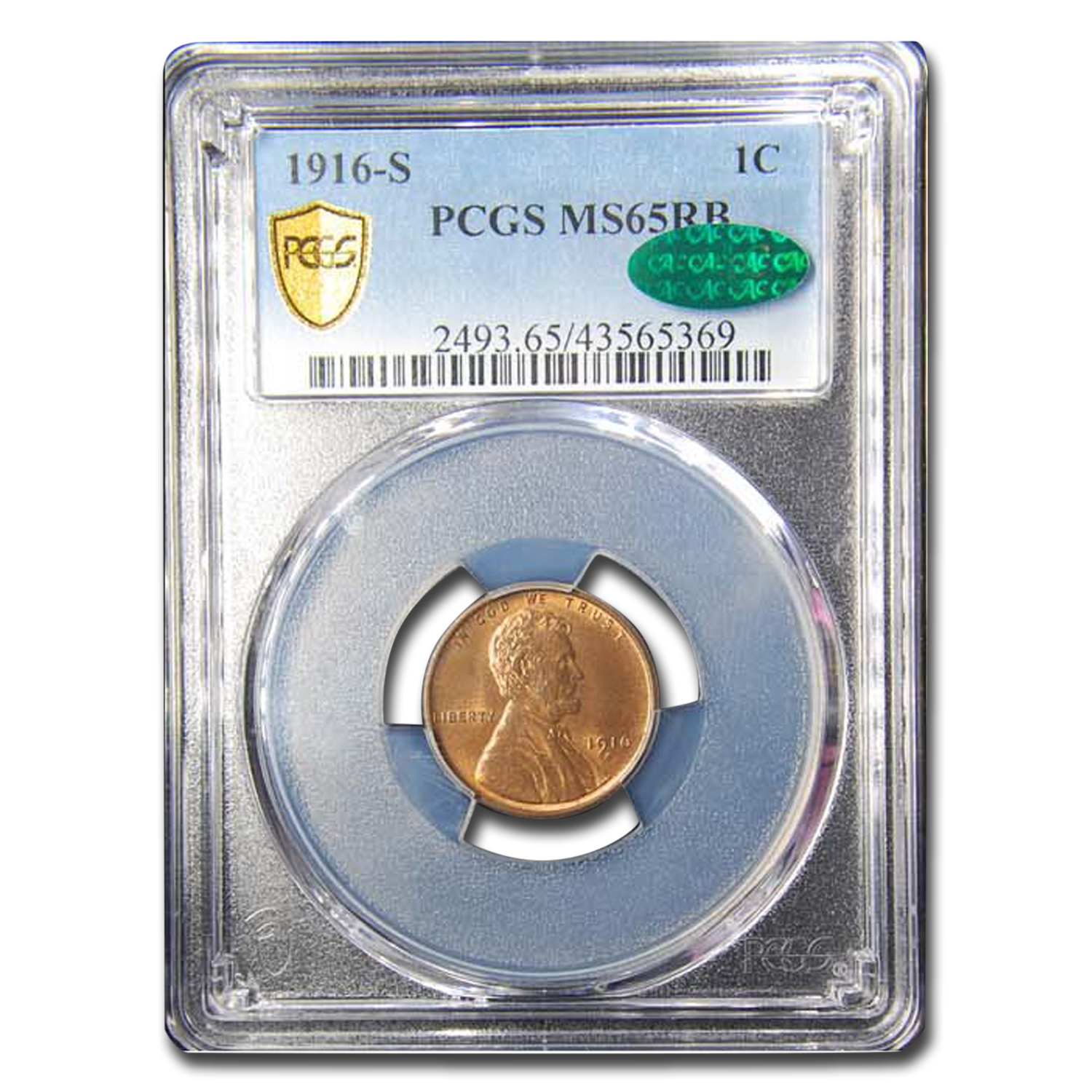 Buy 1916-S Lincoln Cent MS-65 PCGS CAC (Red/Brown)