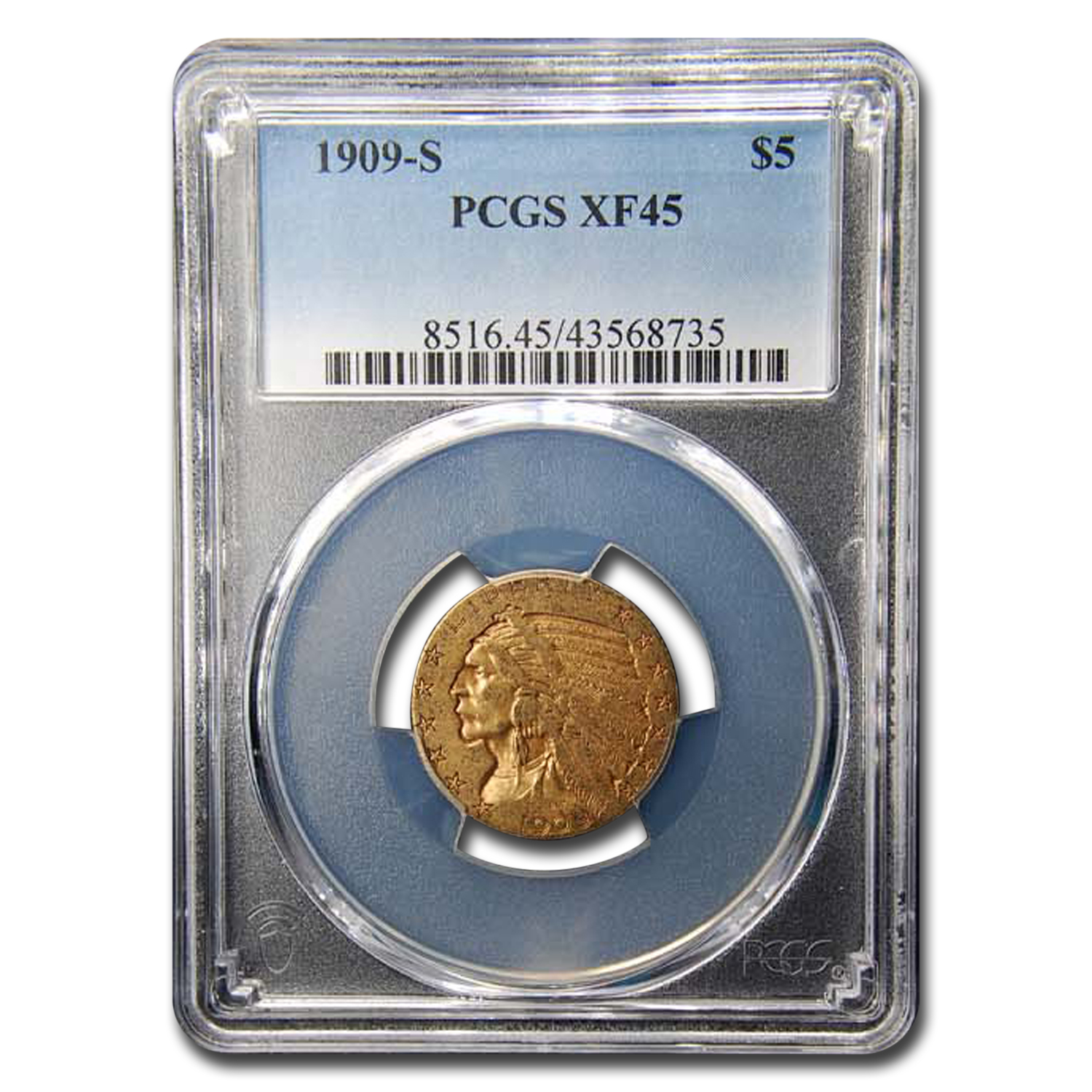 Buy 1909-S $5 Indian Gold Half Eagle XF-45 PCGS