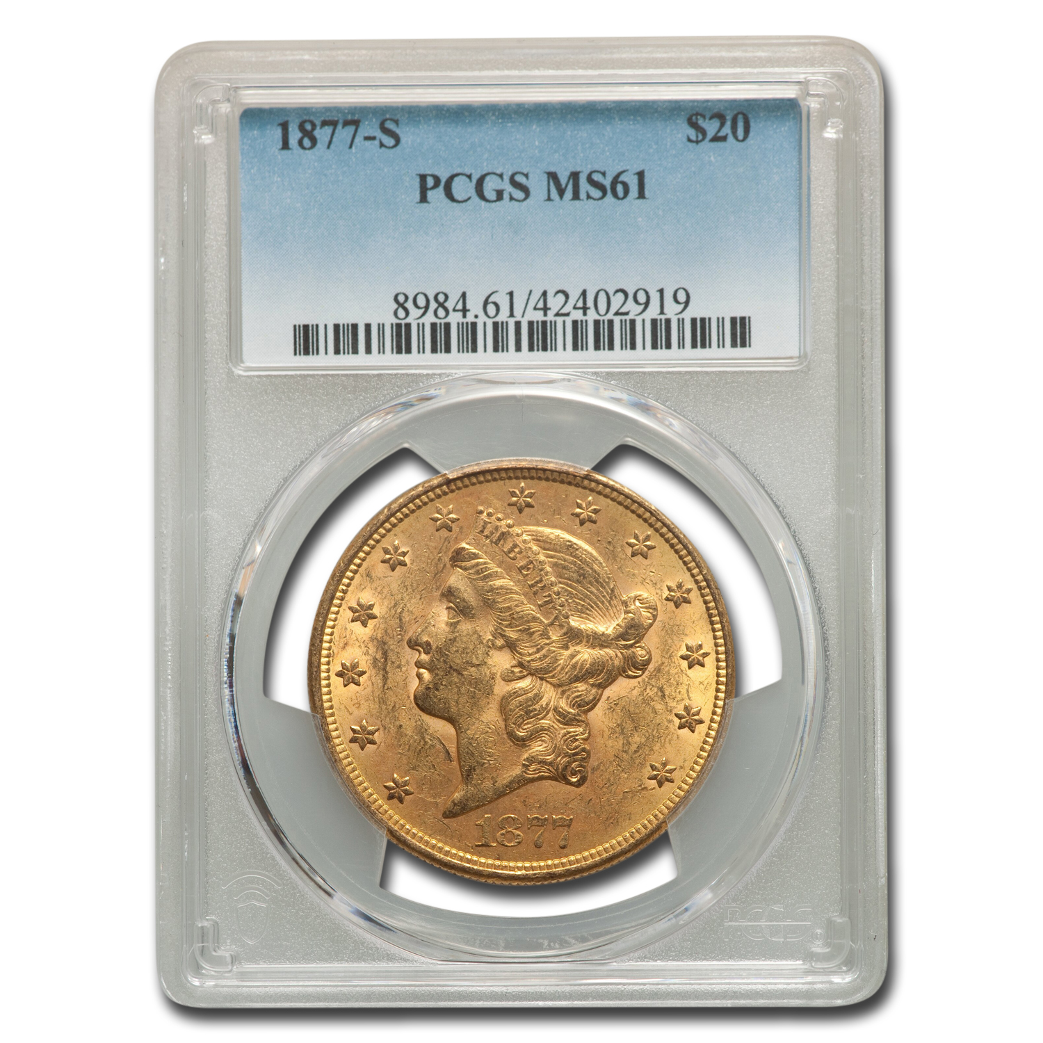 Buy 1877-S $20 Liberty Gold Double Eagle MS-61 PCGS