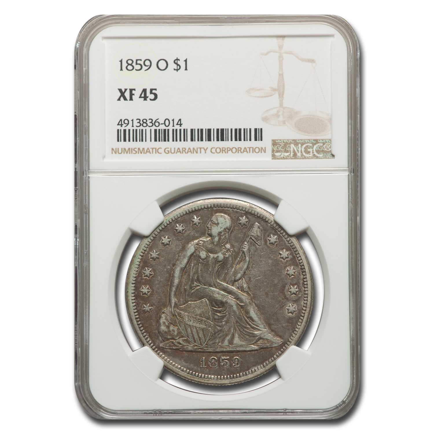 Buy 1859-O Liberty Seated Dollar XF-45 NGC - Click Image to Close