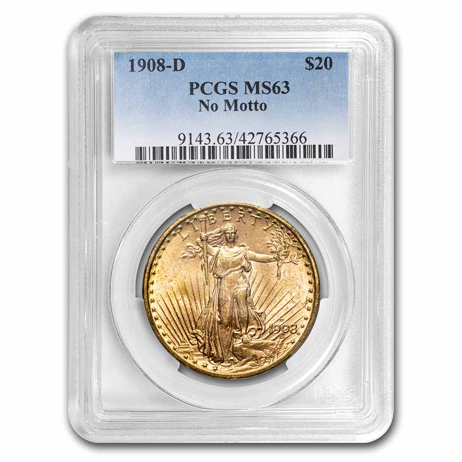 Buy 1908-D $20 Saint-Gaudens Gold No Motto MS-63 PCGS - Click Image to Close