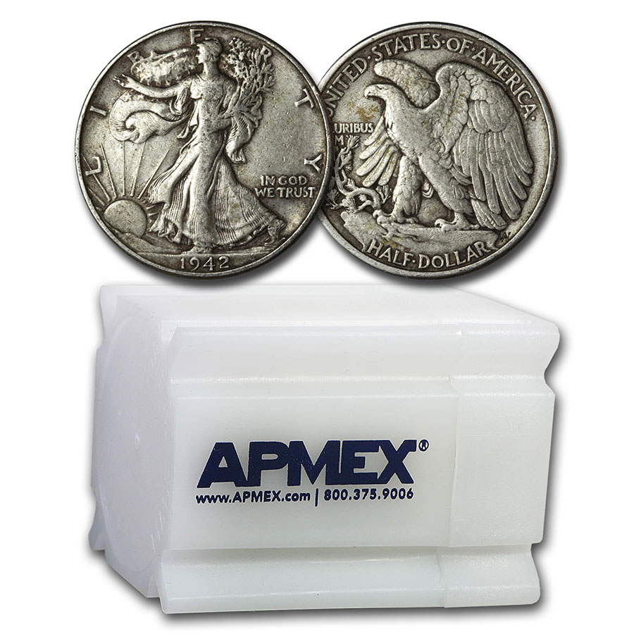 Buy 1942 Walking Liberty Halves 20-Coin Roll XF - Click Image to Close