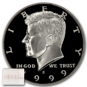 Buy 1999-S Silver Kennedy Half Dollar 20-Coin Roll Proof