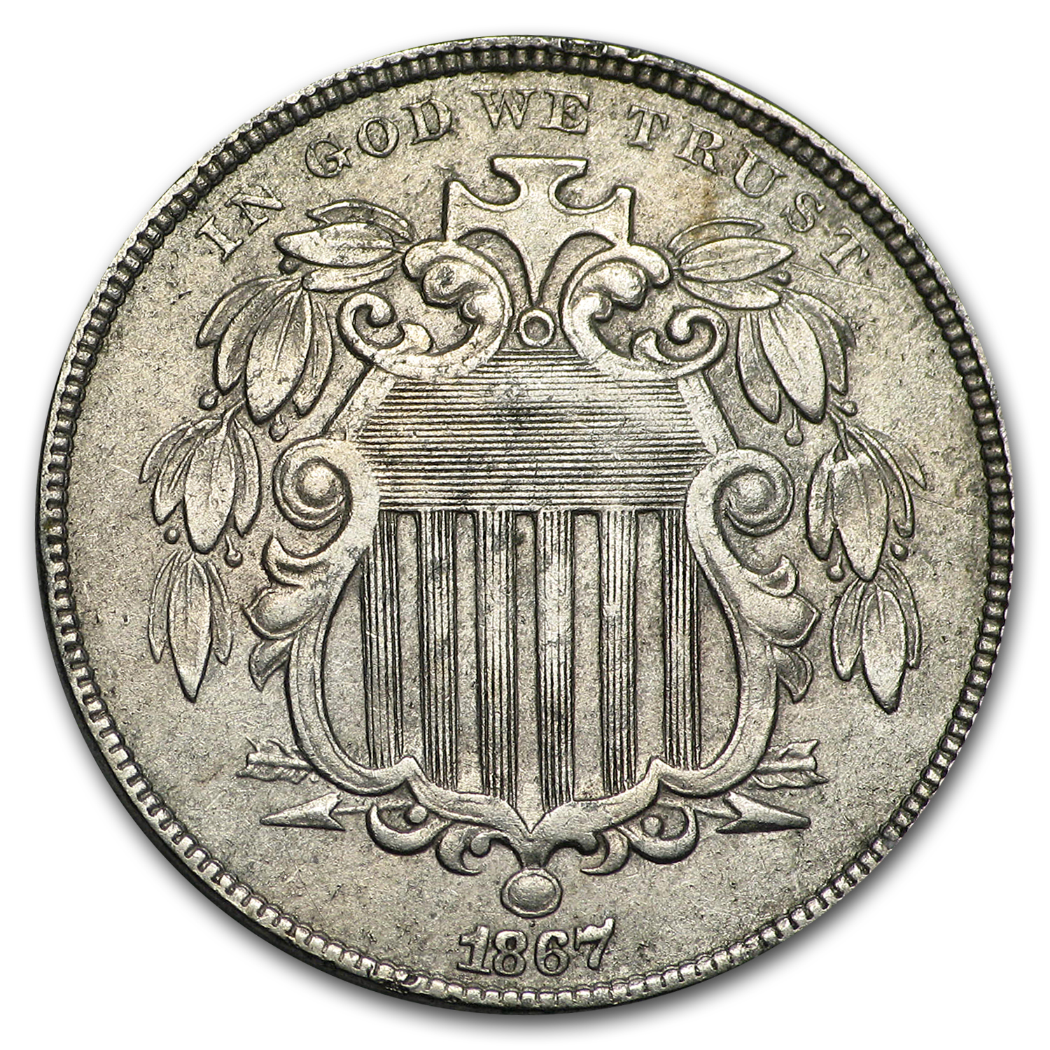 Buy 1867 Shield Nickel w/o Rays AU - Click Image to Close