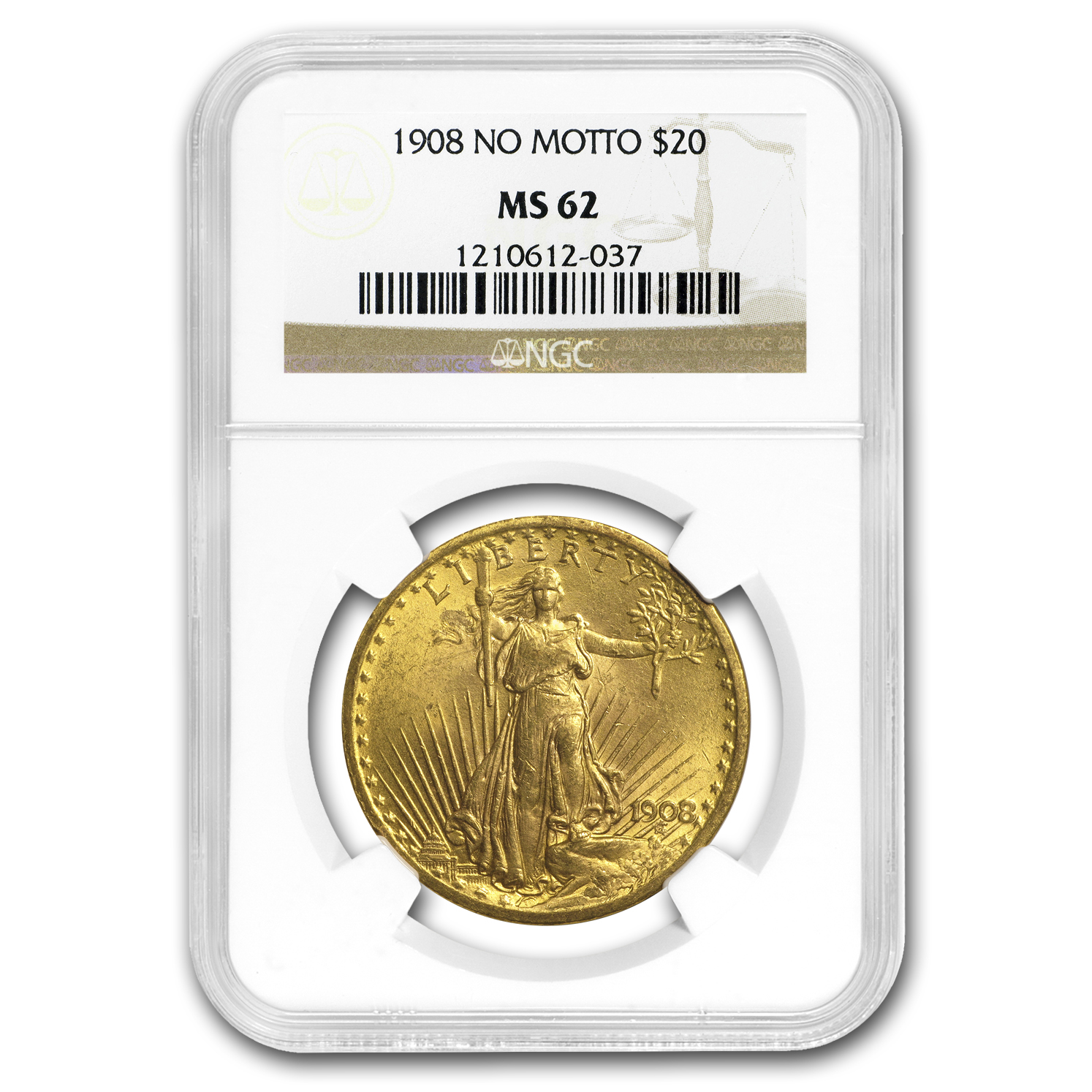Buy 1908 $20 Saint-Gaudens Gold Double Eagle No Motto MS-62 NGC - Click Image to Close