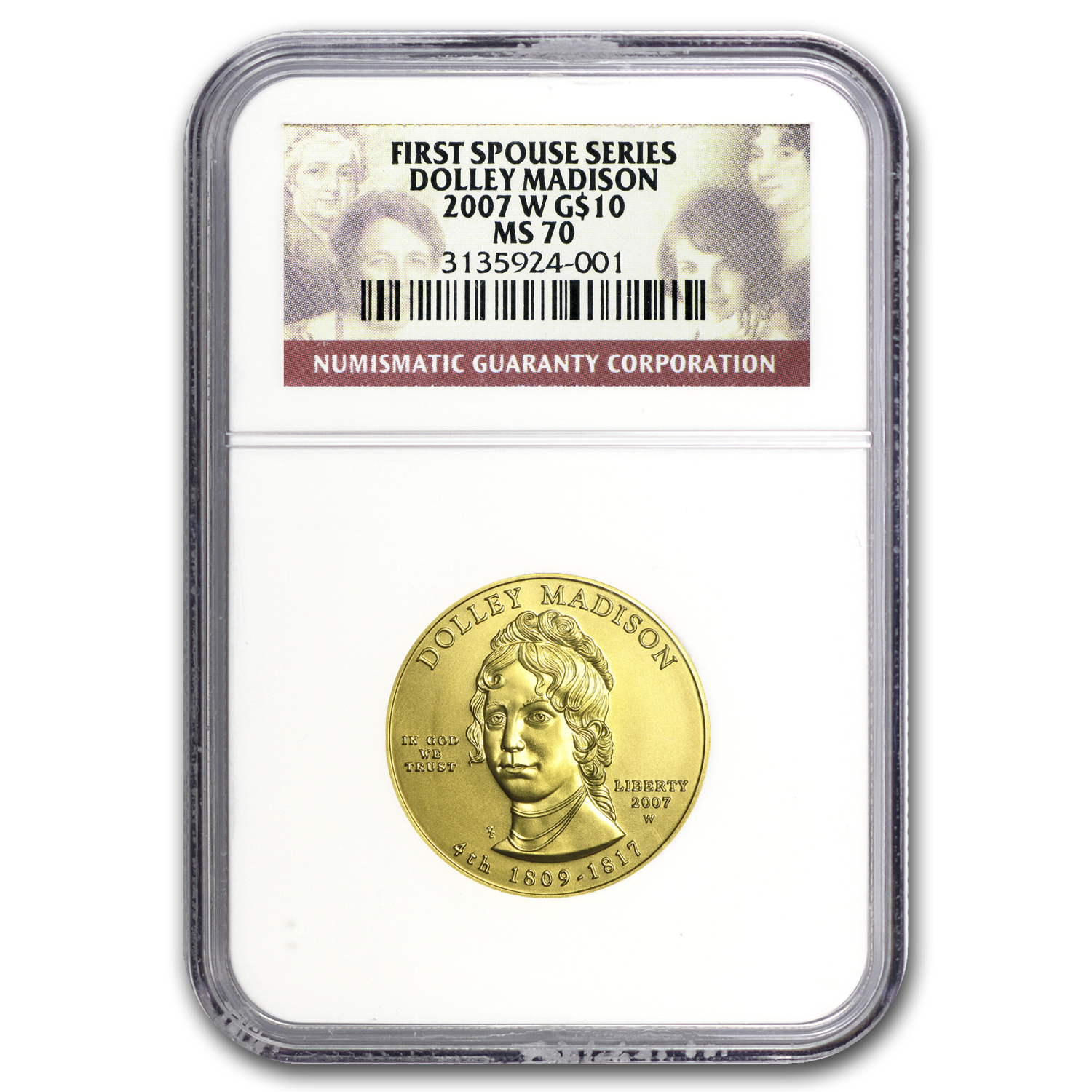 Buy 2007-W 1/2 oz Gold Dolley Madison MS-70 NGC