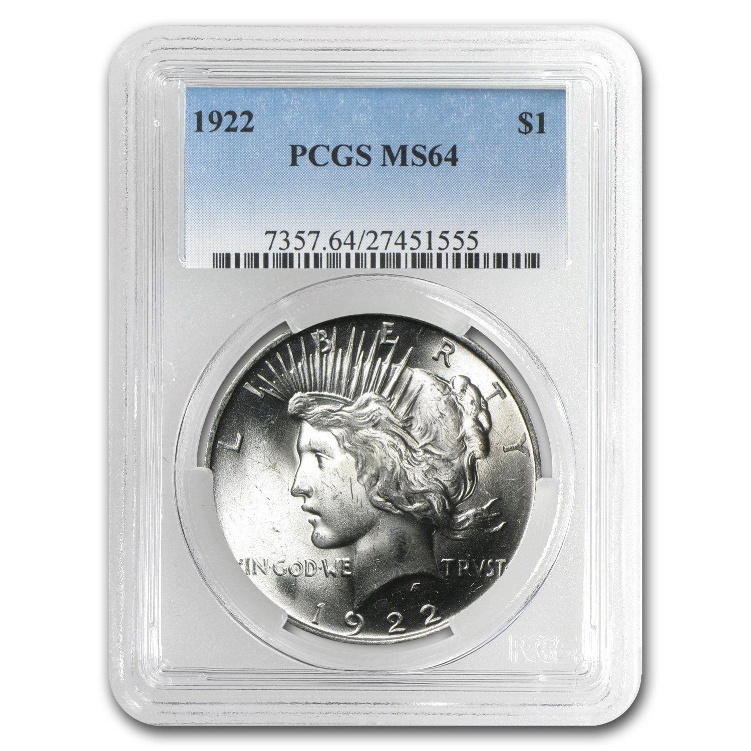 Buy 1922 Peace Dollar MS-64 PCGS - Click Image to Close