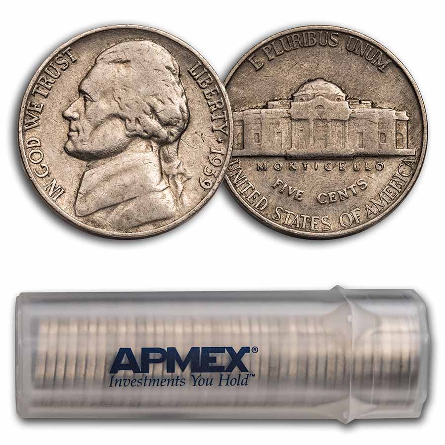 Buy 1939 Jefferson Nickel 40-Coin Roll Avg Circ