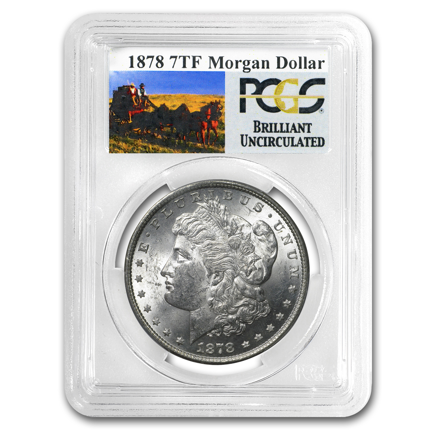 Buy 1878 Stage Coach Silver Dollar 7 TF Rev of 79 BU PCGS - Click Image to Close