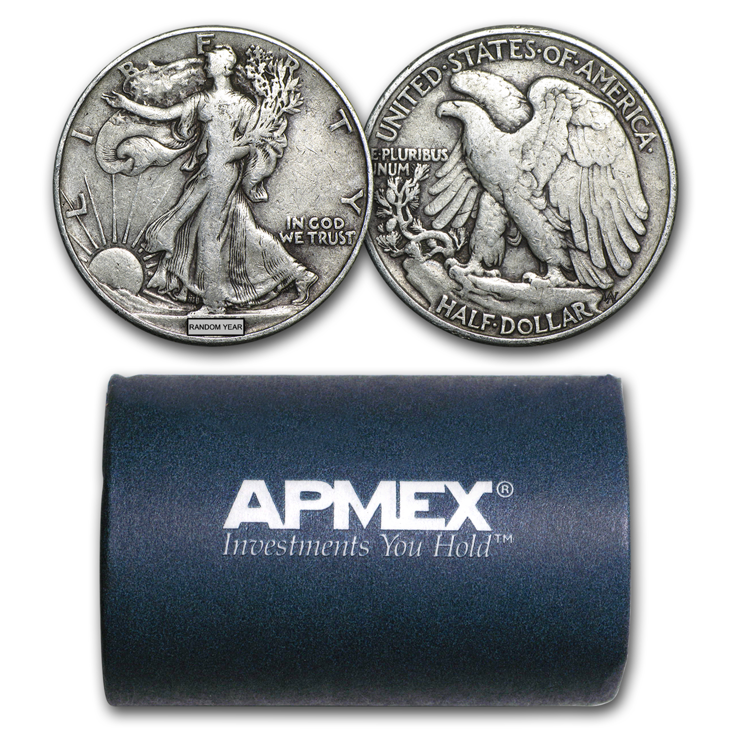 Buy 90% Silver Walking Liberty Halves $10 20-Coin Roll Avg Circ - Click Image to Close