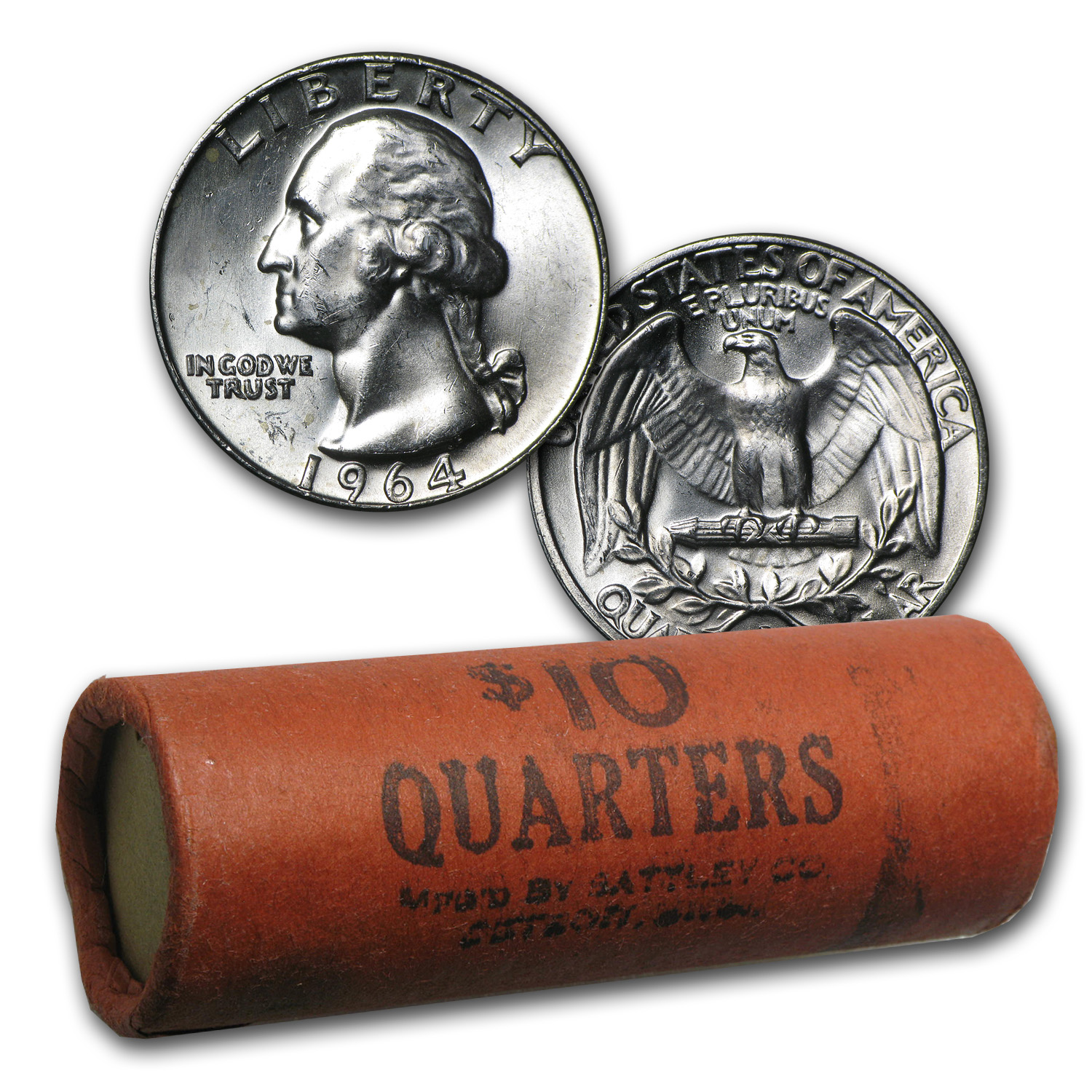 Buy 90% Silver Washington Quarters 40-Coin Roll BU (Bank Wrapped)