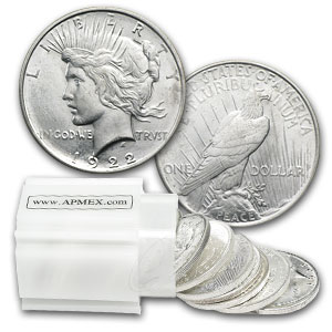 Buy 1922-D Peace Silver Dollars BU (20-Coin Roll) - Click Image to Close