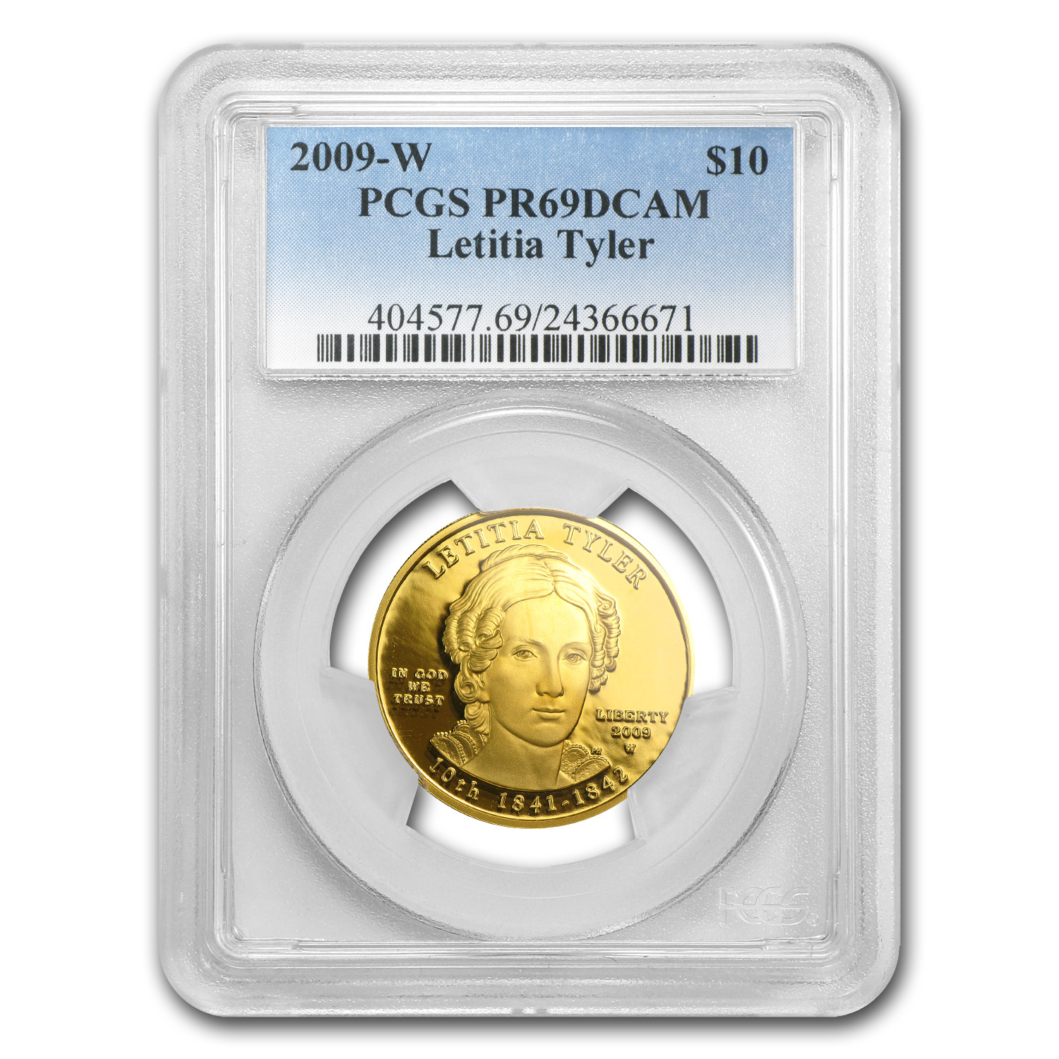 Buy 2009-W 1/2 oz Proof Gold Letitia Tyler PR-69 PCGS - Click Image to Close